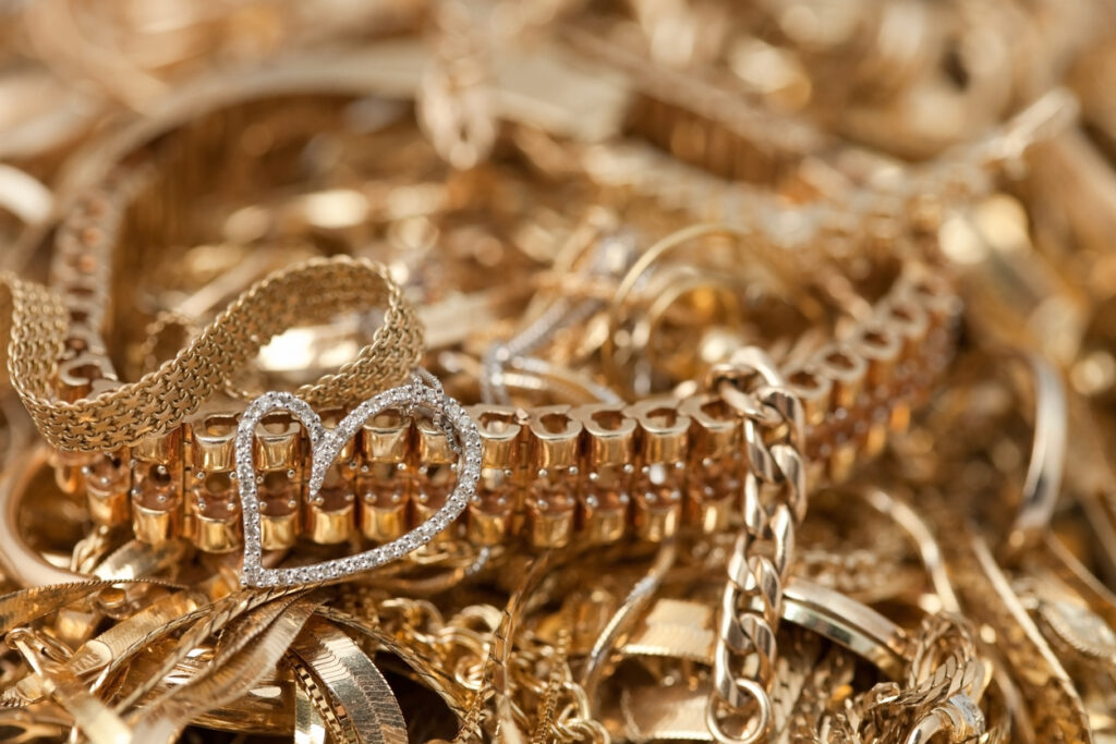 A pile of gold jewelry
