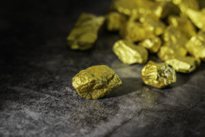 Natural gold nugget with dark background
