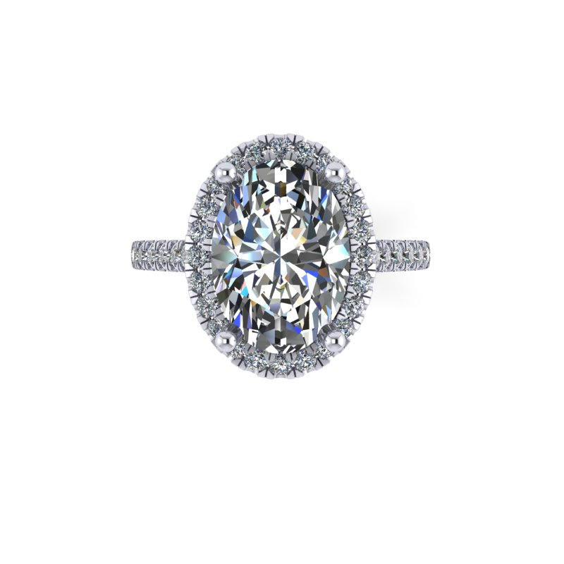 customized diamond engagement ring CAD - arial view
