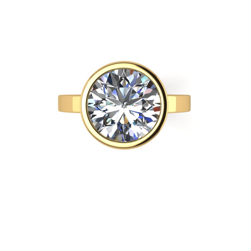 customized diamond engagement ring with gold band arial view