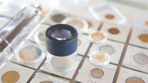 coin's value from its metal content or collectability